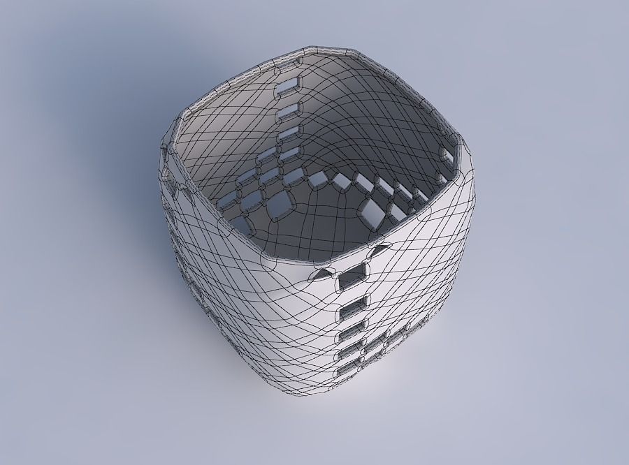 Vase quadratic stumpy with checker grid lattice 3 3D print model_6