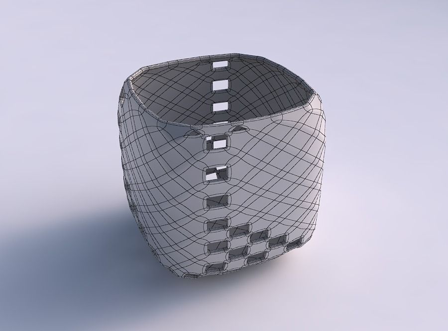 Vase quadratic stumpy with checker grid lattice 3 3D print model_5