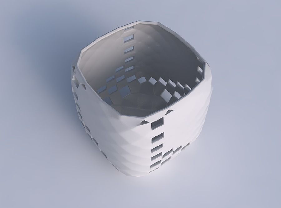 Vase quadratic stumpy with checker grid lattice 3 3D print model_1