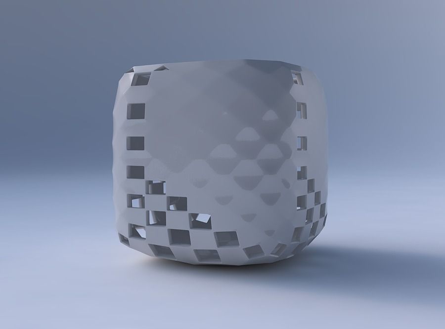 Vase quadratic stumpy with checker grid lattice 3 3D print model_4