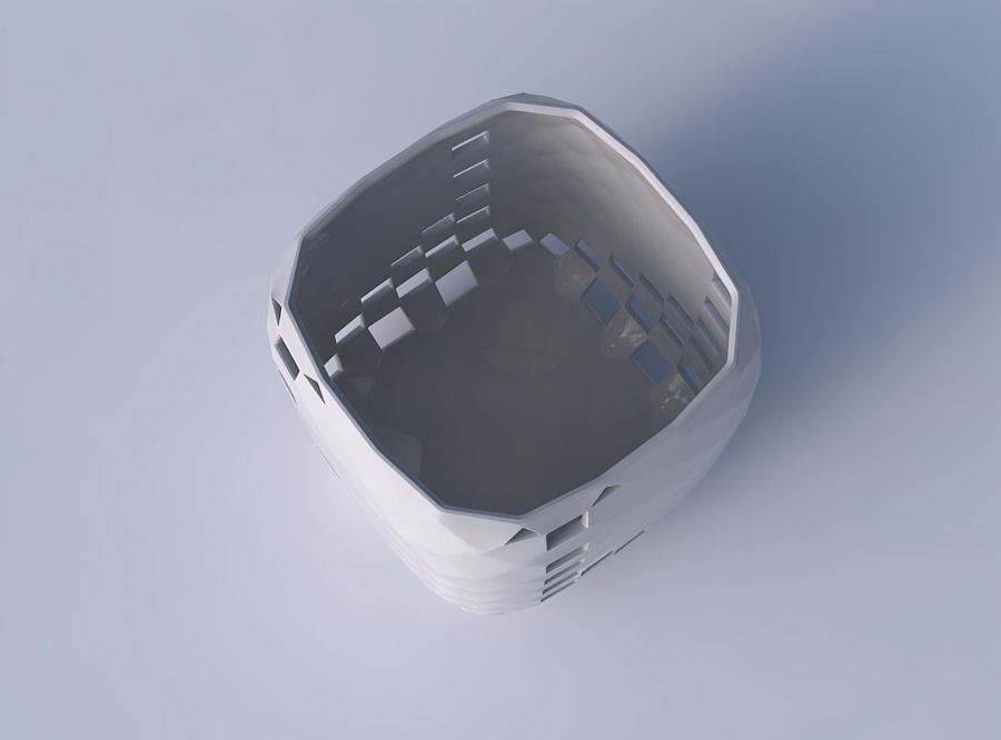 Vase quadratic stumpy with checker grid lattice 3 3D print model_2