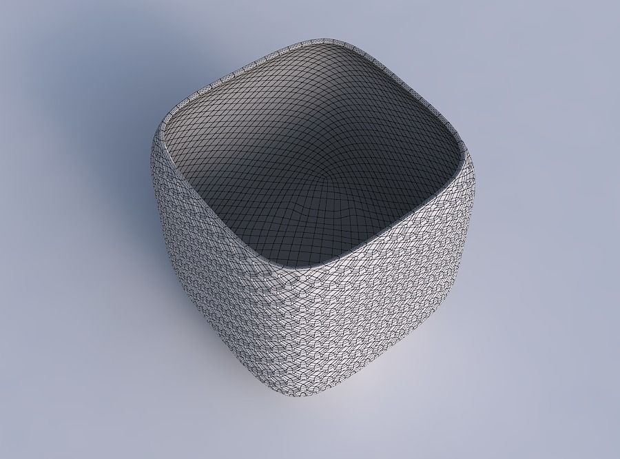 Vase quadratic stumpy with diagonal grid dents 3D print model_6