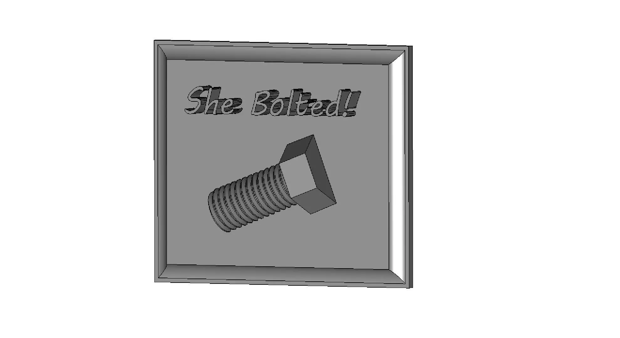 She Bolted Sign 3D print model_0