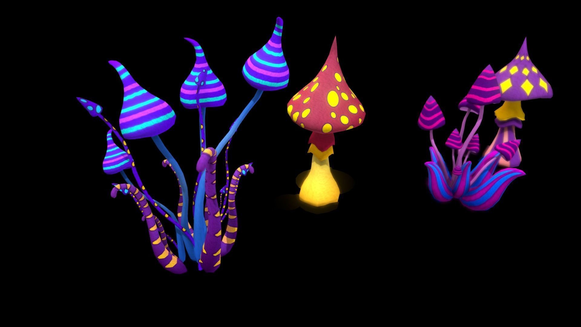 Cartoon Tree Mushroom2 Low-poly 3D model_14