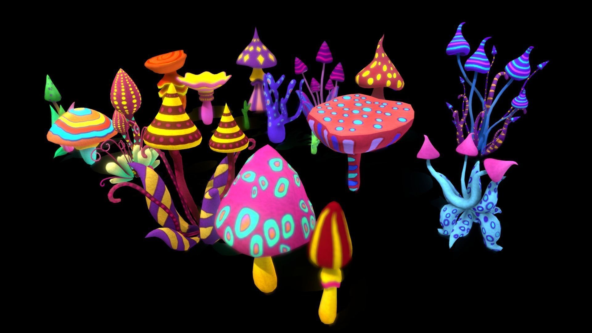 Cartoon Tree Mushroom2 Low-poly 3D model_11