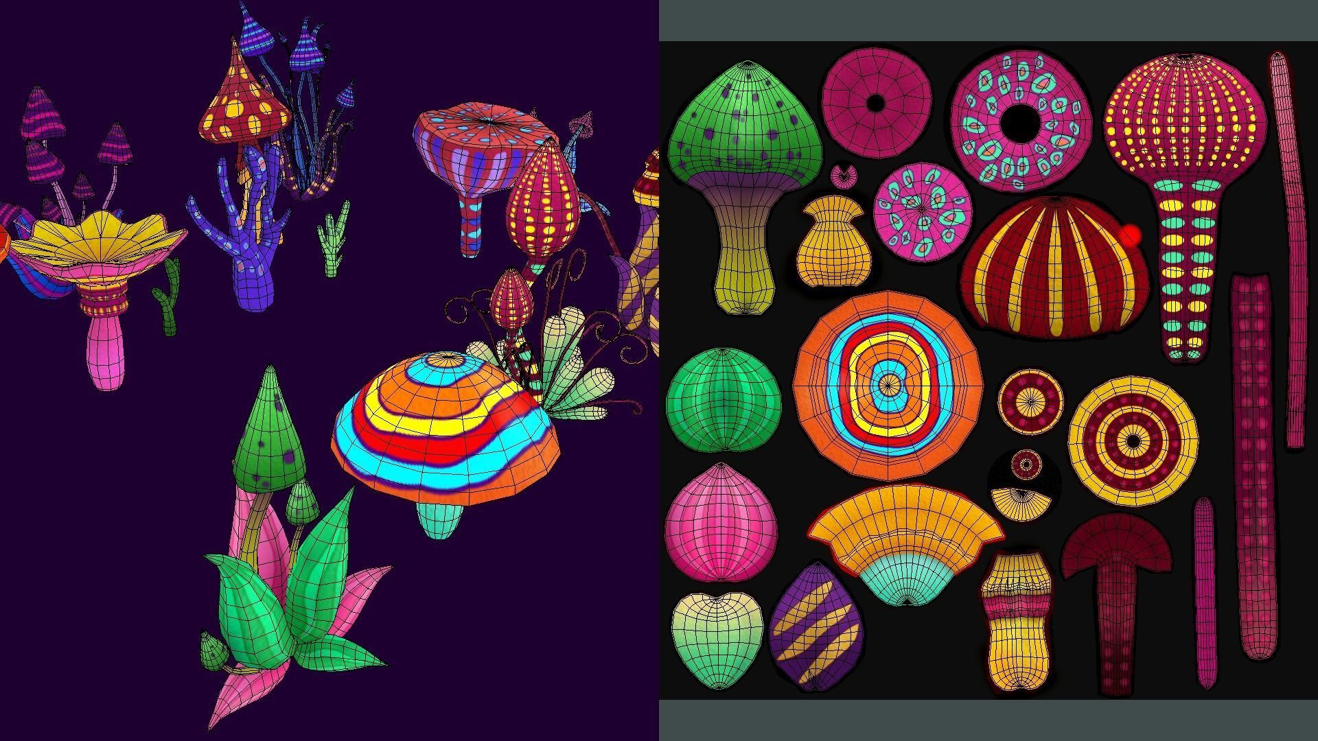 Cartoon Tree Mushroom2 Low-poly 3D model_5