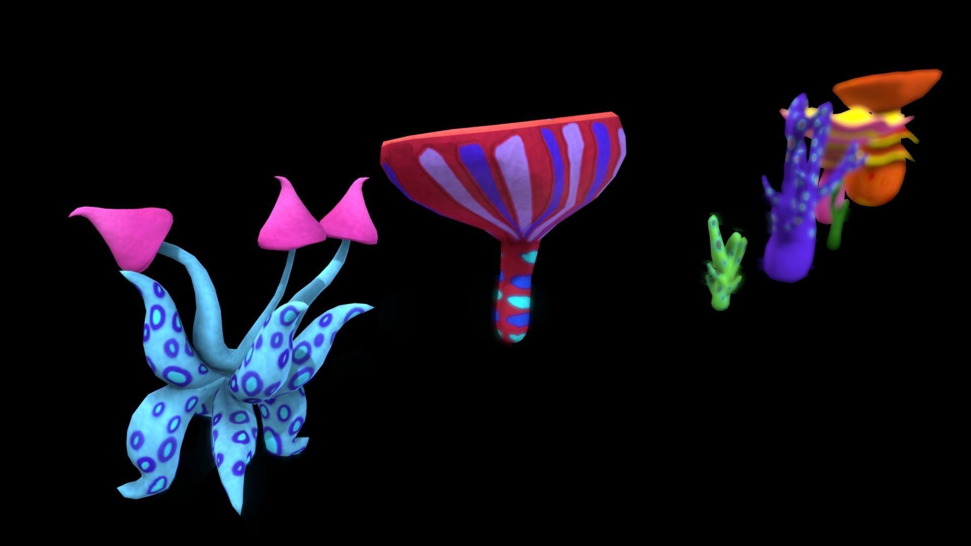 Cartoon Tree Mushroom2 Low-poly 3D model_9