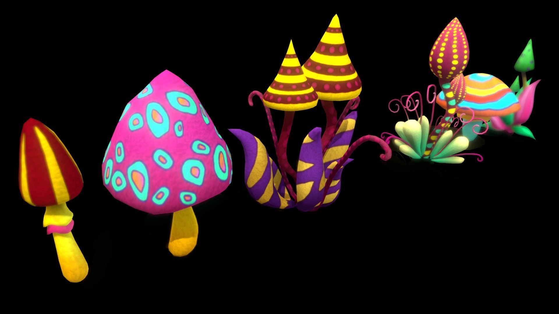 Cartoon Tree Mushroom2 Low-poly 3D model_13