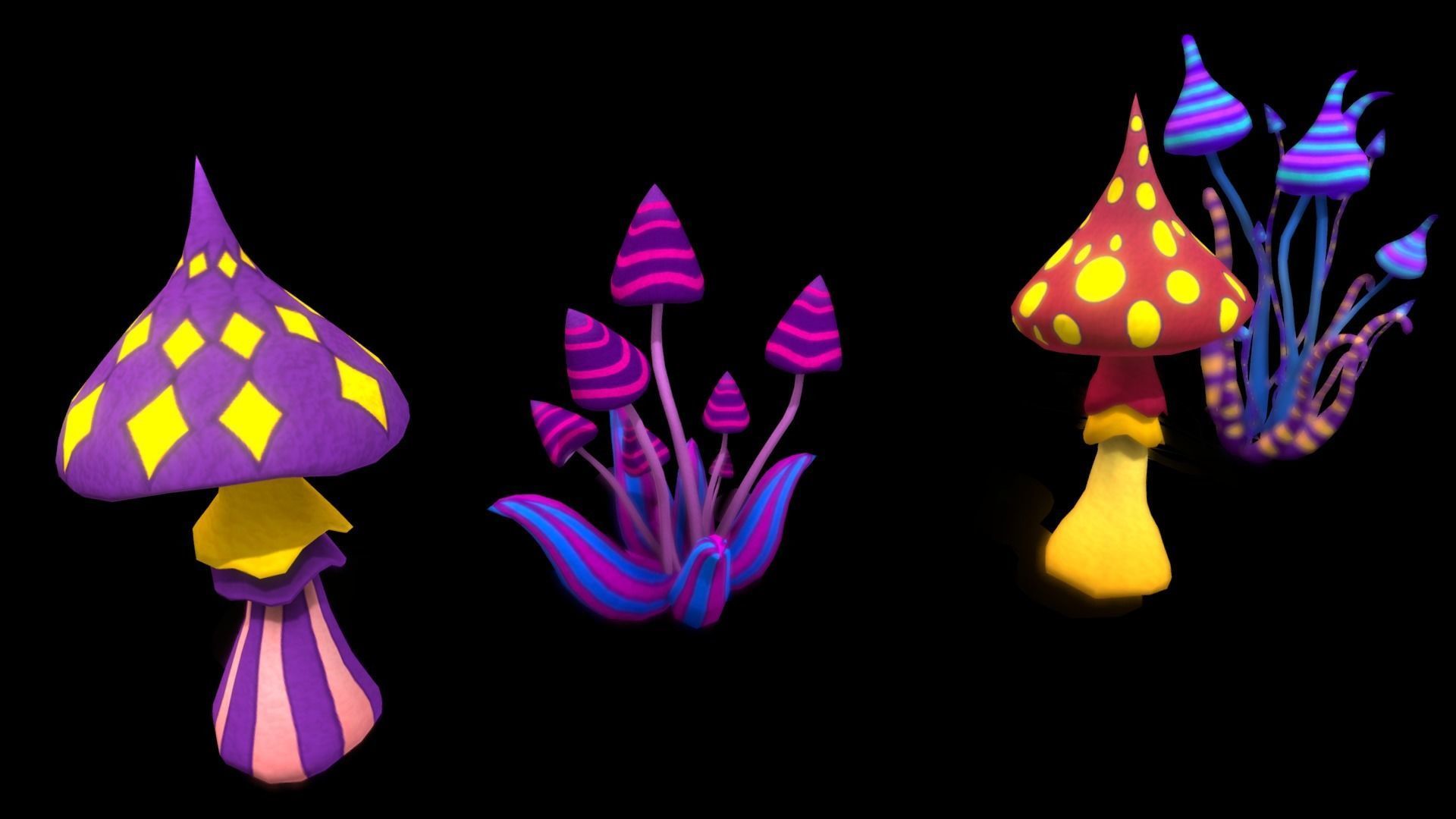 Cartoon Tree Mushroom2 Low-poly 3D model_7