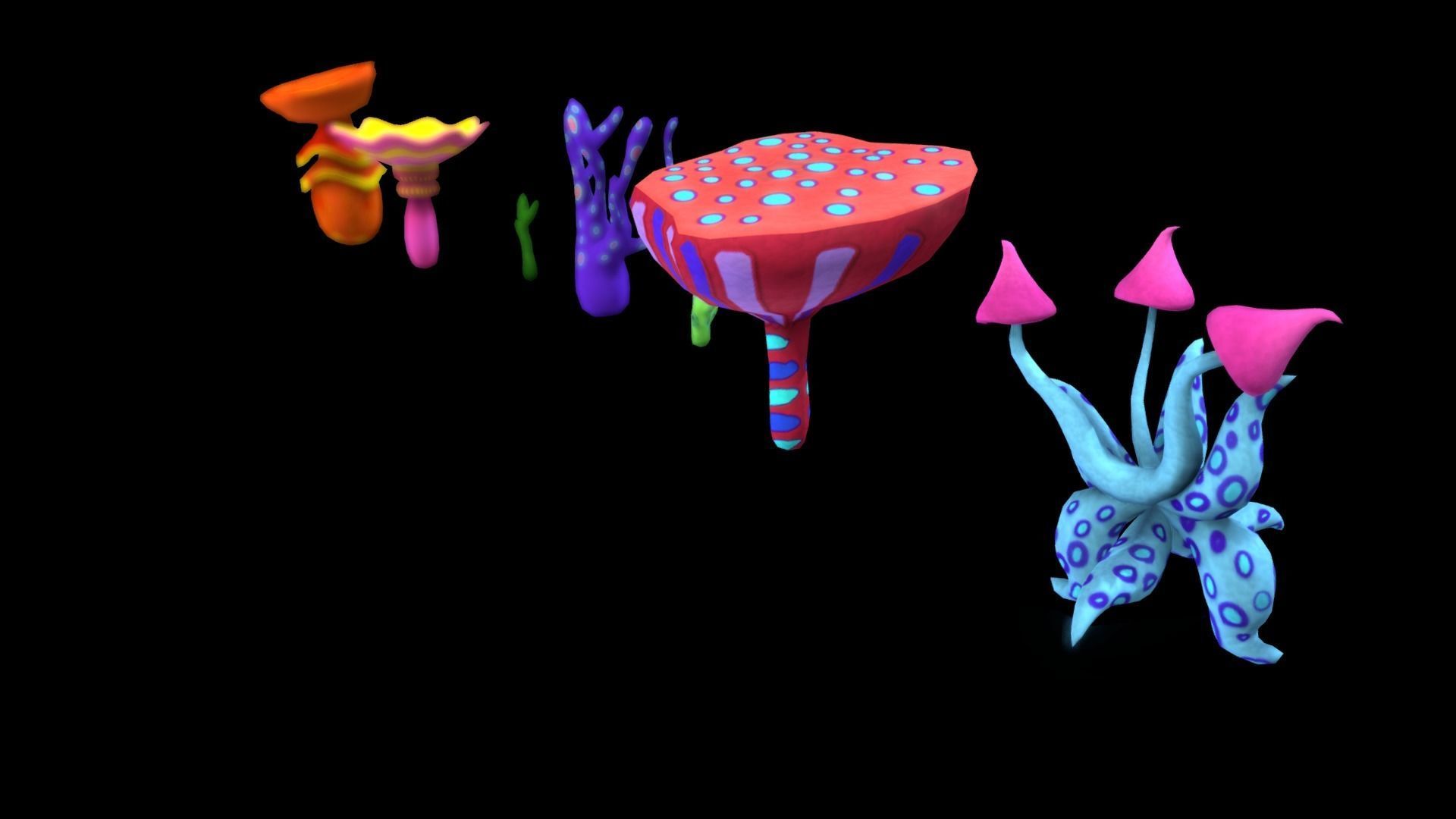 Cartoon Tree Mushroom2 Low-poly 3D model_10
