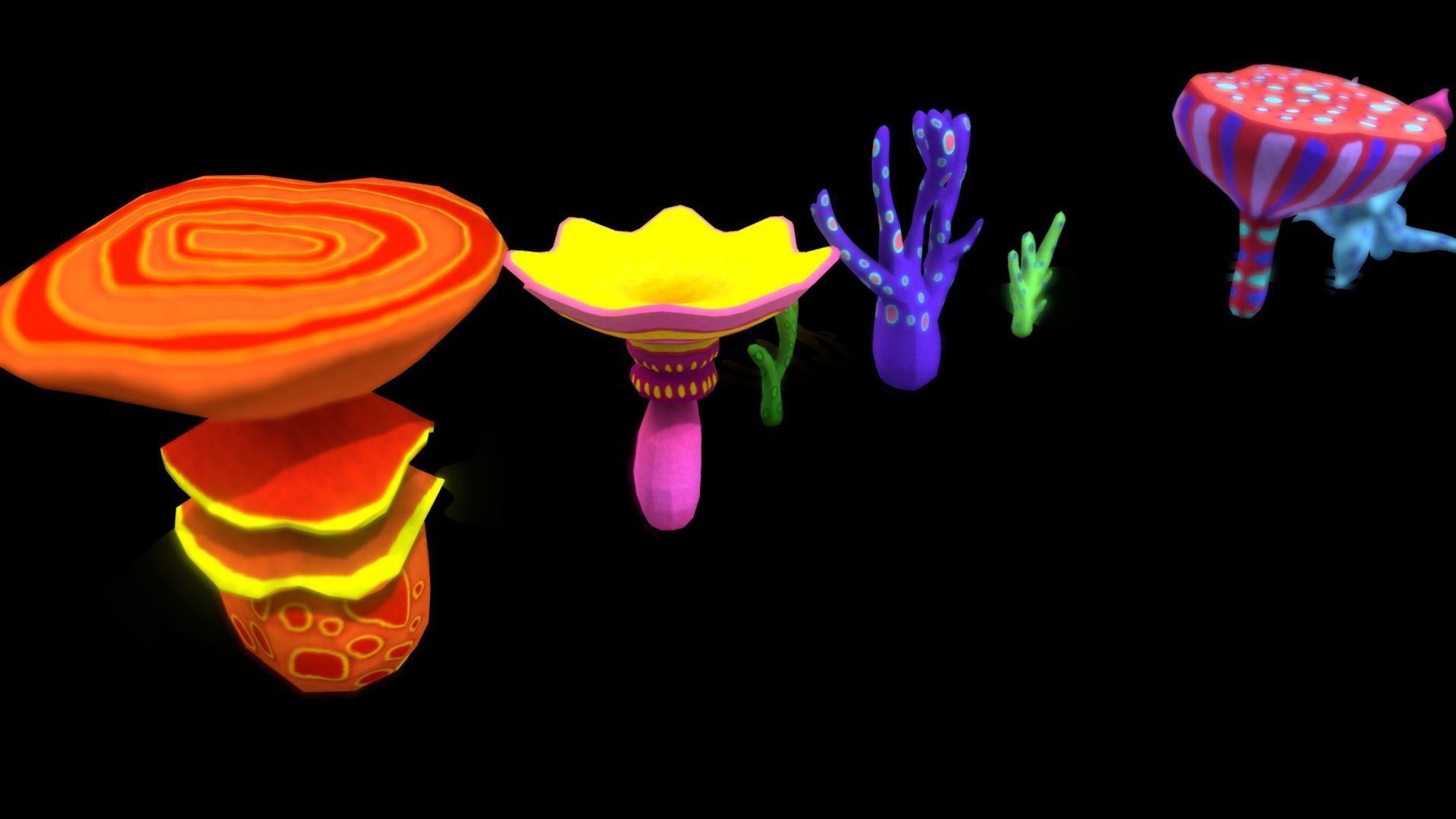 Cartoon Tree Mushroom2 Low-poly 3D model_8