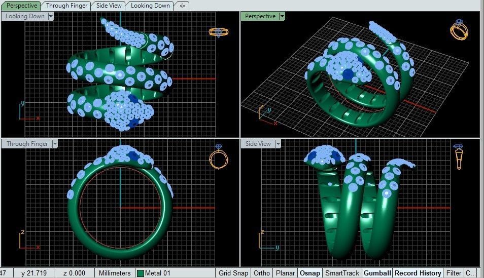 fashion snake ring 3D print model_2