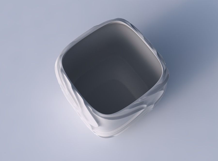 Vase quadratic stumpy wavy sparse extruded lines 3D print model_2