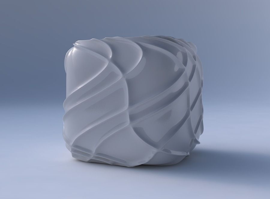 Vase quadratic stumpy wavy sparse extruded lines 3D print model_4