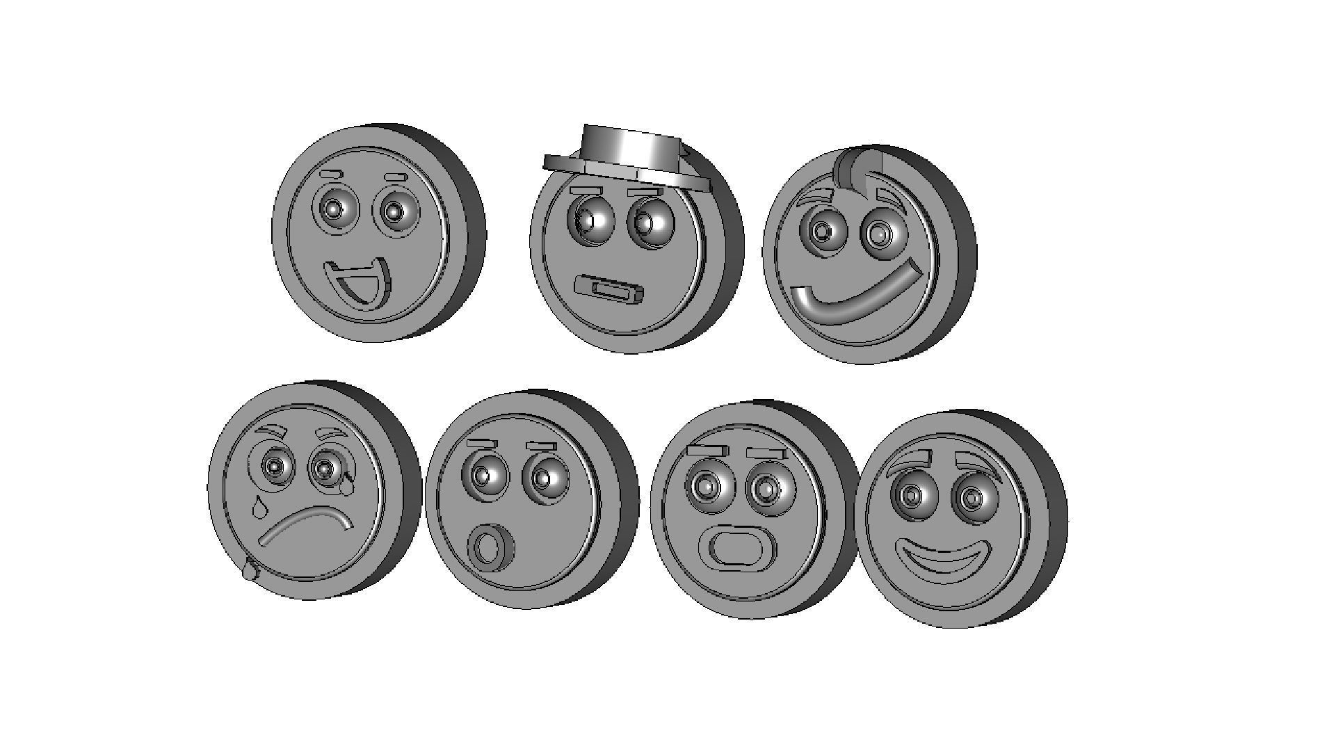 Seven Emoji Fridge Magnets 3D print model_2