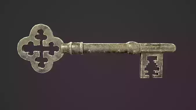 Medieval Skeleton Key 1  Low-poly 3D model