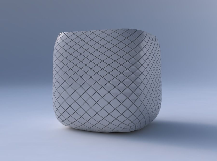 Vase quadratic stumpy with diagonal grid plates 3D print model_4