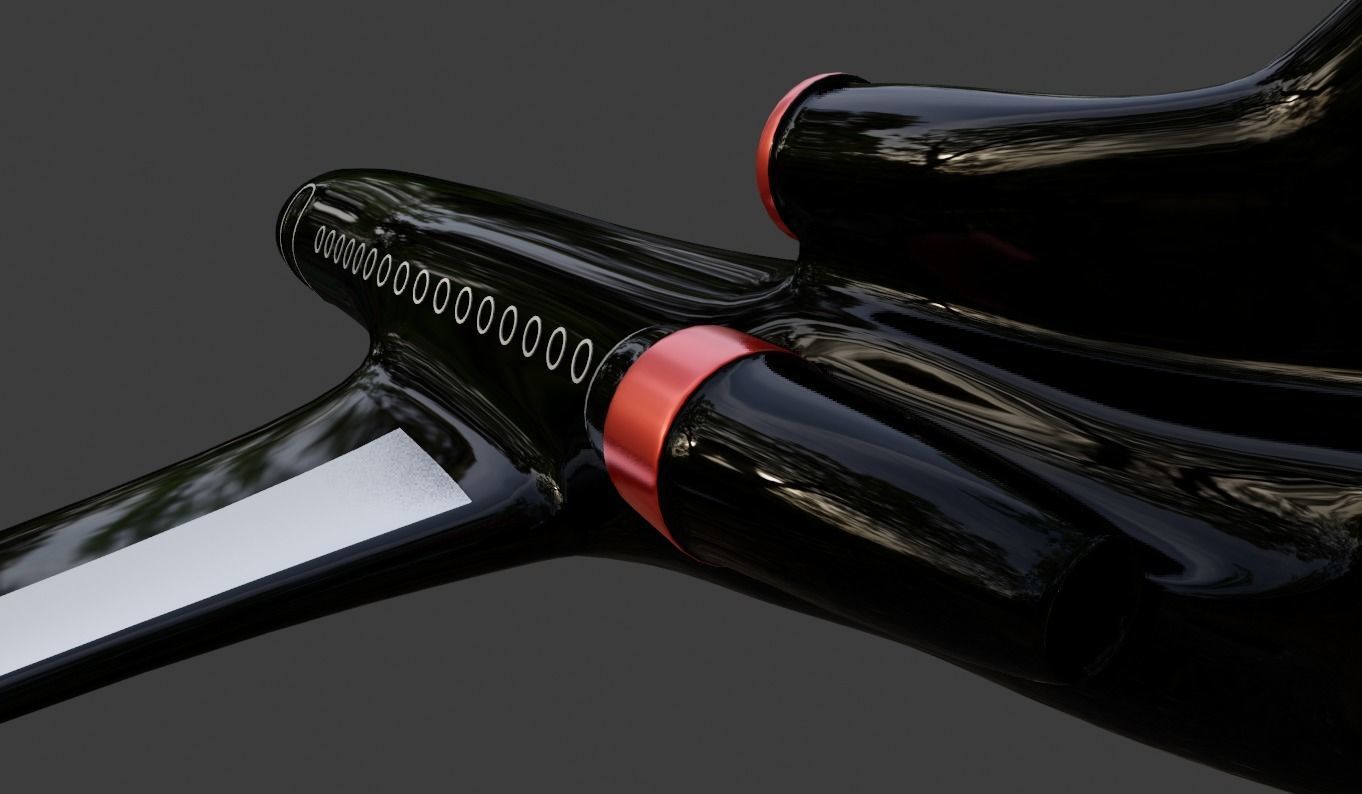 Business black private plane 3D model_1