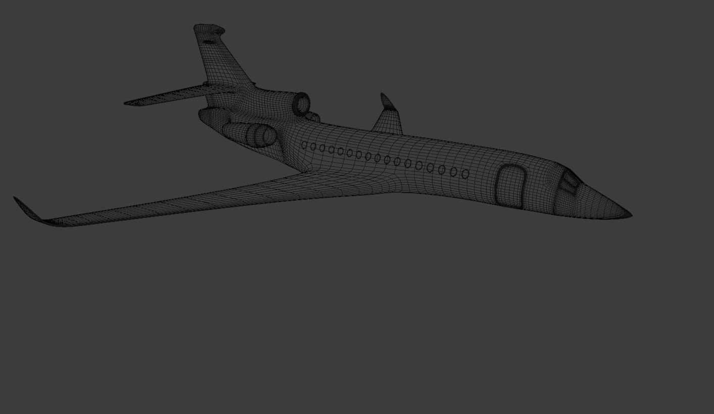 Business black private plane 3D model_8