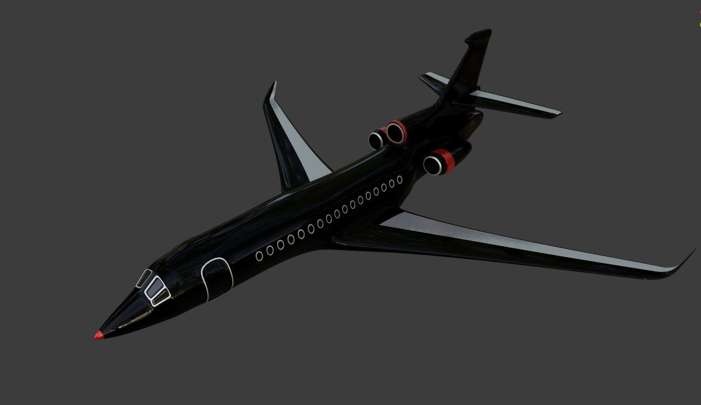 Business black private plane 3D model_6