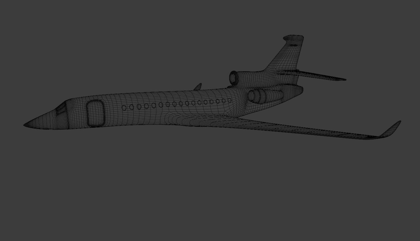 Business black private plane 3D model_9