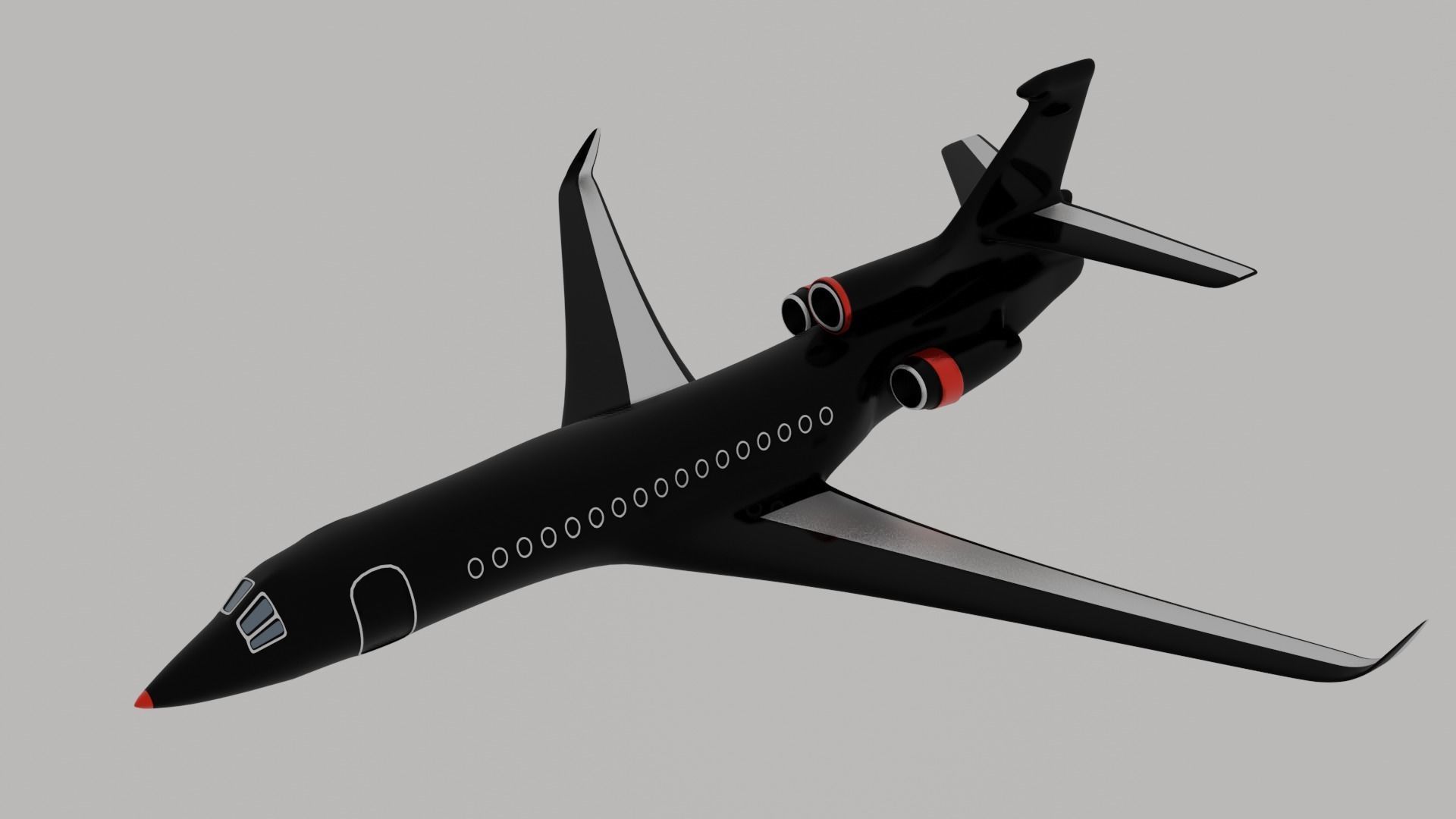 Business black private plane 3D model_3