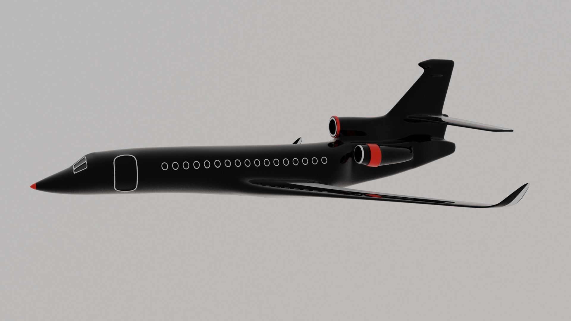 Business black private plane 3D model_4