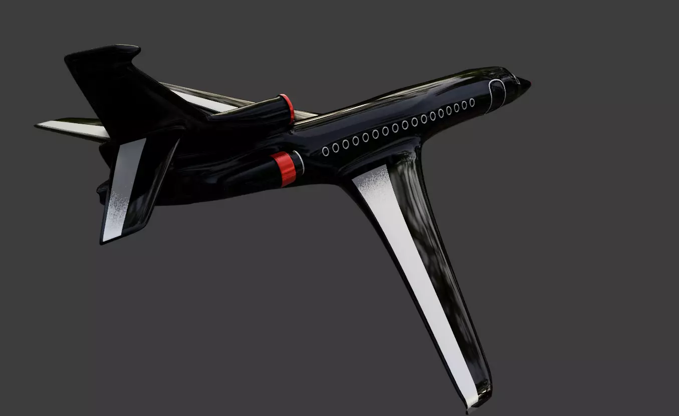 Business black private plane 3D model_0
