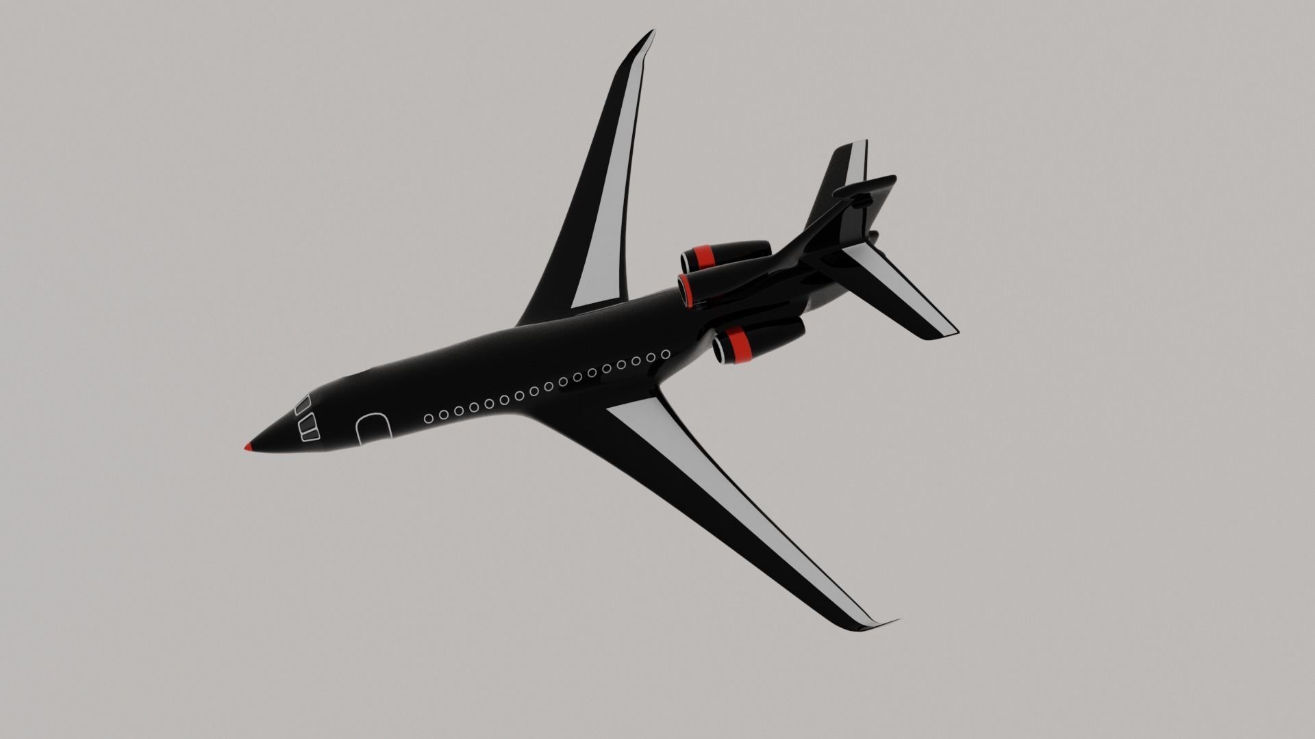 Business black private plane 3D model_5