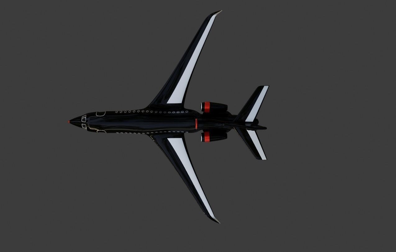 Business black private plane 3D model_7