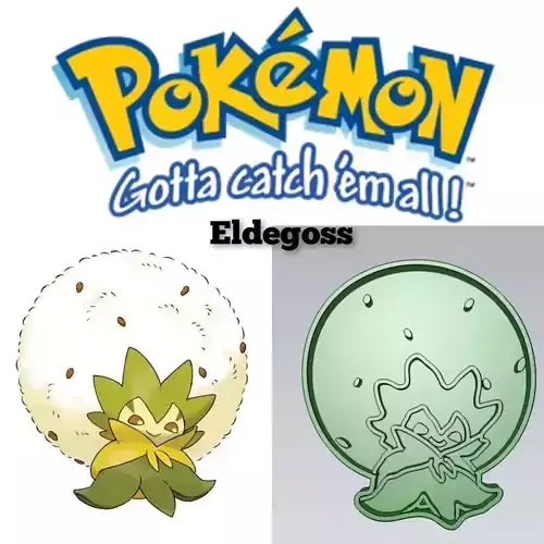 Pokemon Eldegoss Cookie Cutter Stamp Cake Decorating 3D model