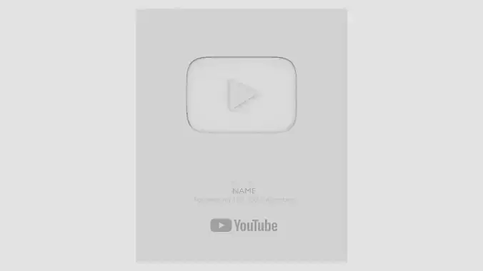 Silver Youtube Button - made in Blender
