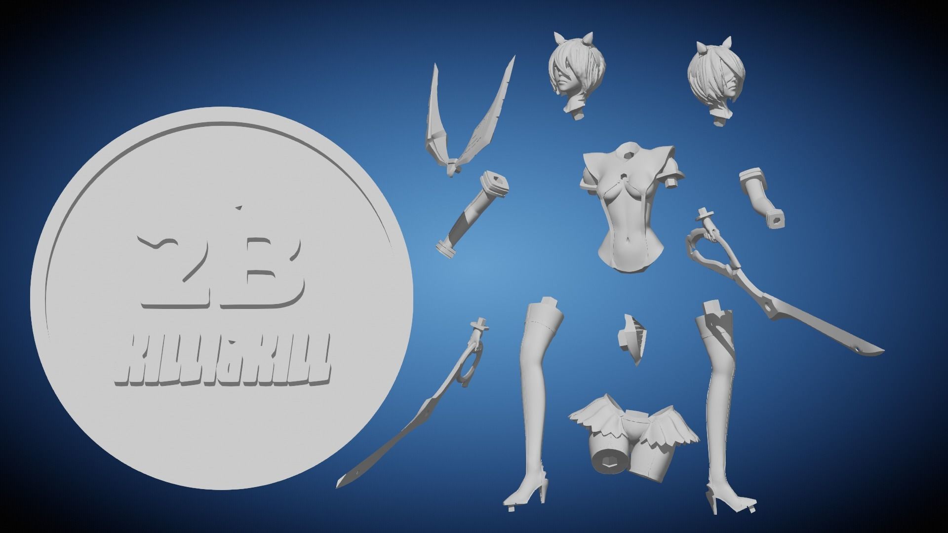 2B Cosplay Kill La Kill Fan Art Pose 1 3D print model_20