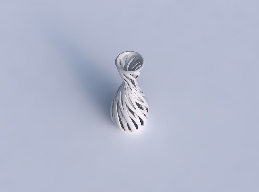 Vase oval squeezed neck with intertwining lines twisted and t... 3D print model_1