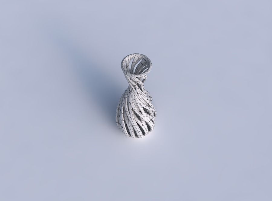 Vase oval squeezed neck with intertwining lines twisted and t... 3D print model_6