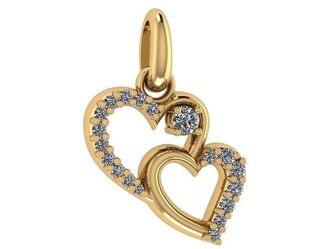 Double Diamond Heart Pendant 3D print model