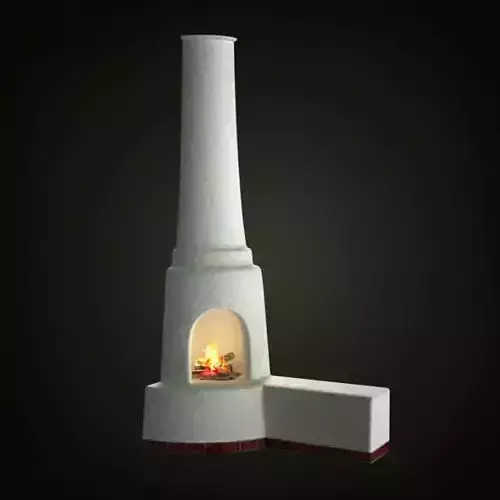 White Fire Place 3D model
