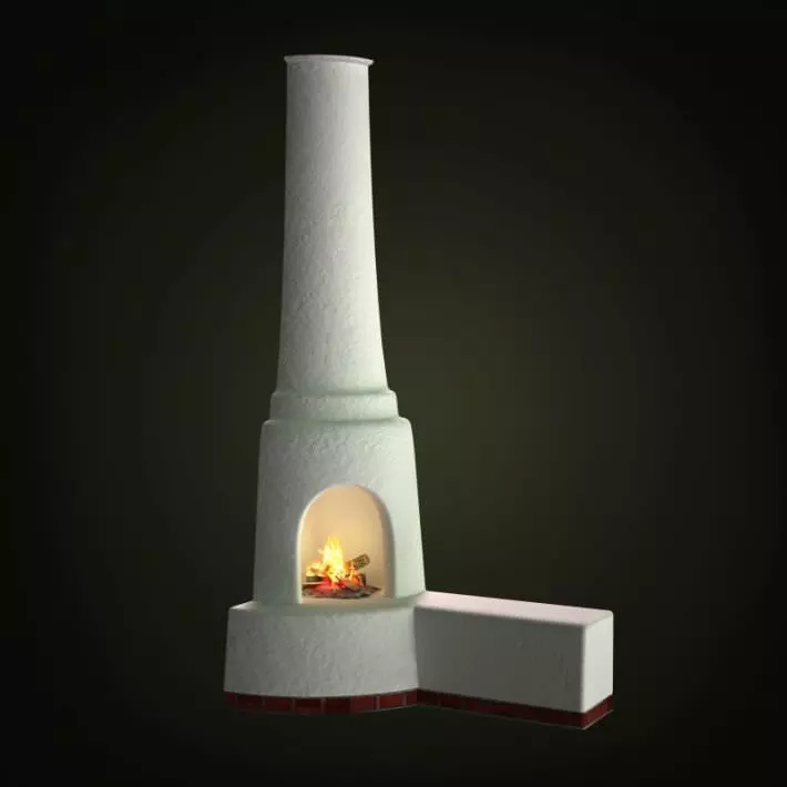 White Fire Place 3D model_0