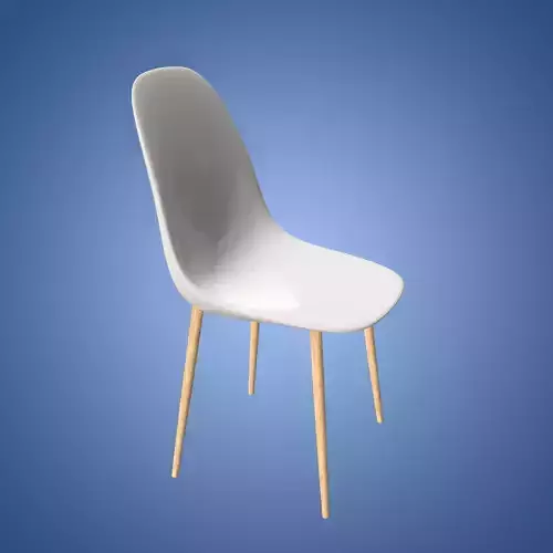 Chair Kitchen Modern White Plastic Seat Wooden Legs PBR Low-poly 3D model