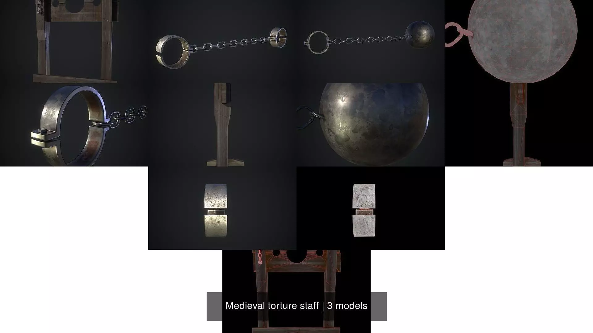Medieval torture staff 3D Model Collection_0