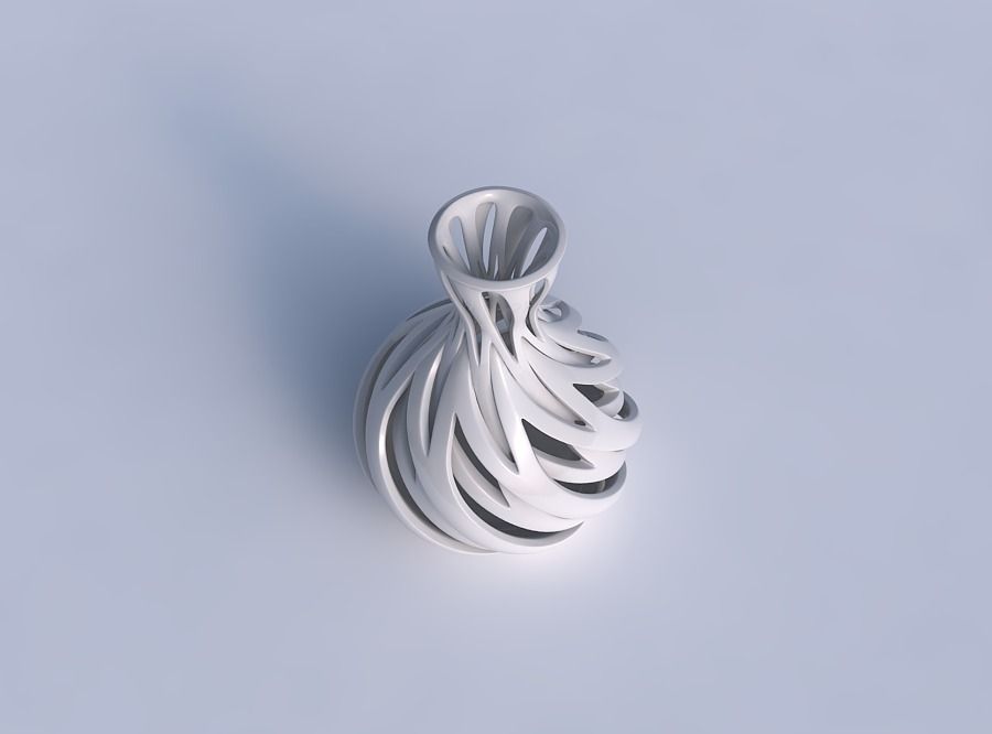 Vase oval squeezed neck with intertwining lines twisted and t... 3D print model_1