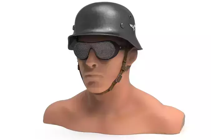  German military  helmet  with glasses - Stahlhelm  m35 
