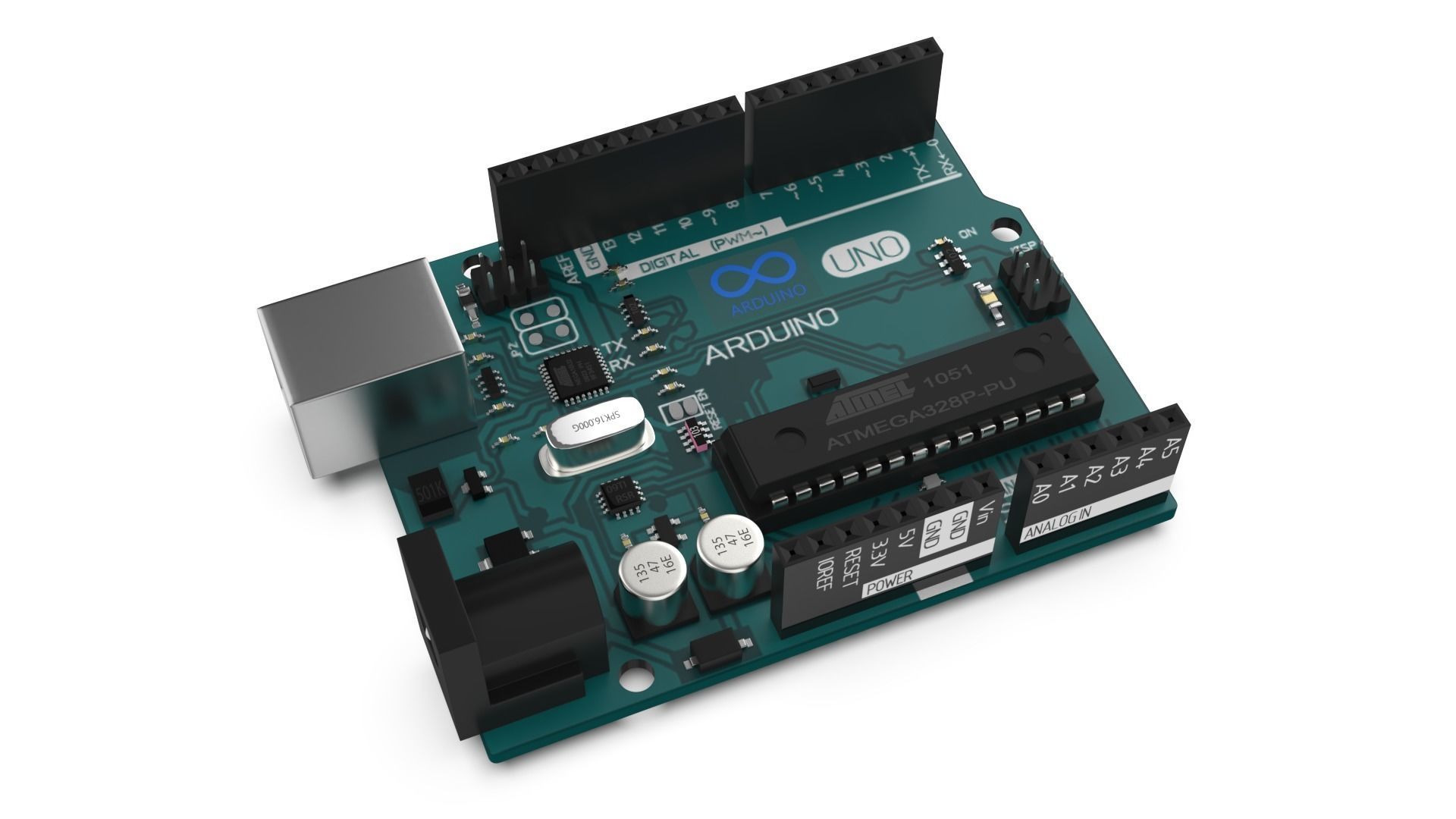 arduino uno Low-poly 3D model_3