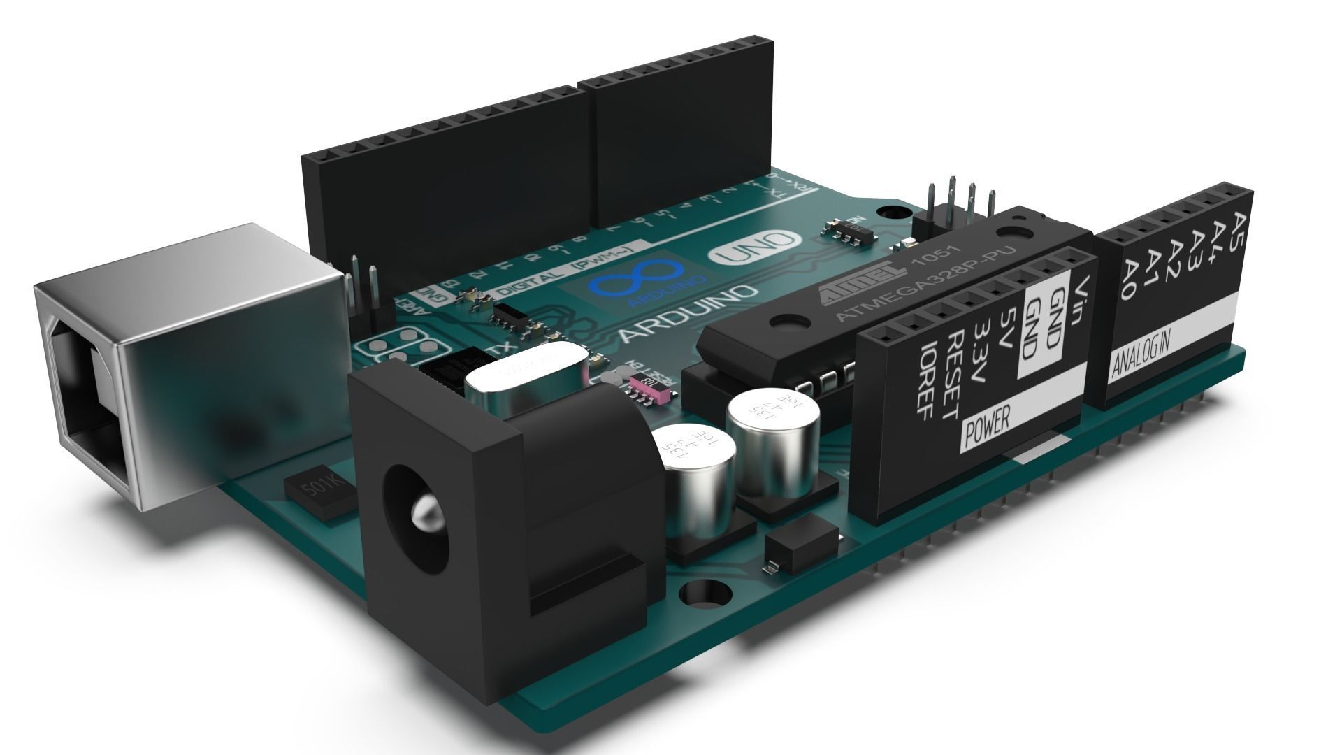 arduino uno Low-poly 3D model_2