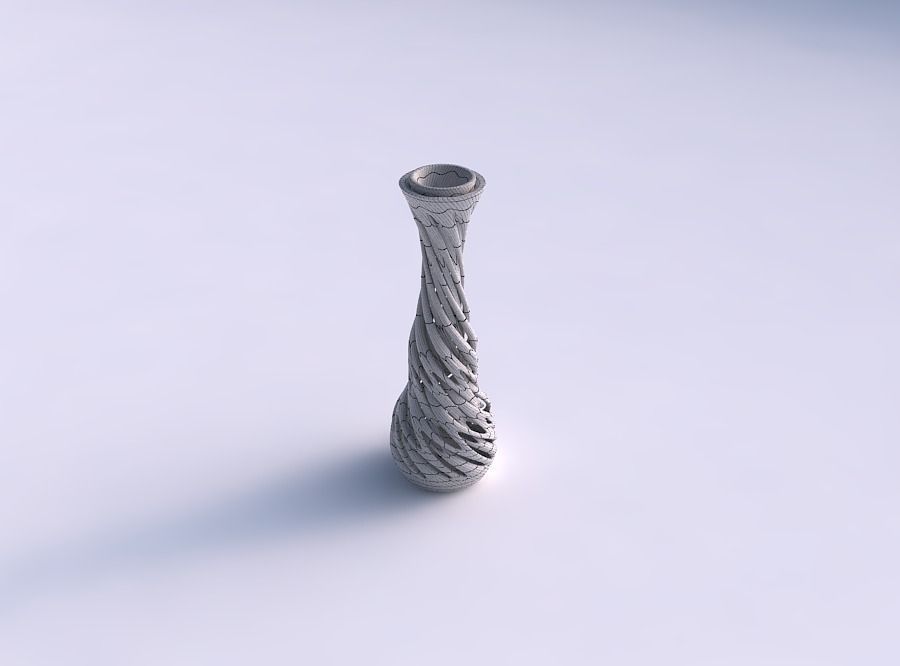 Vase narrow spherical bottom with soft intertwining lines ver... 3D print model_5