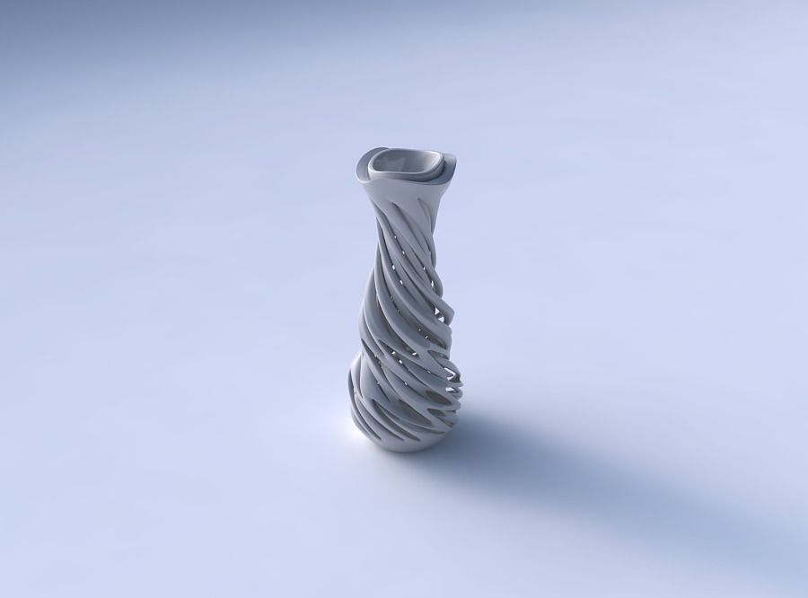 Vase narrow spherical bottom with soft intertwining lines ver... 3D print model_3