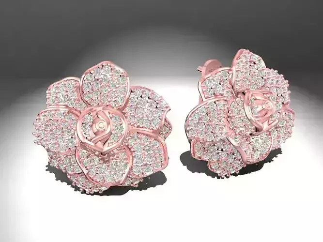 Luxury Flower Earrings with Pave Diamond Design 1931