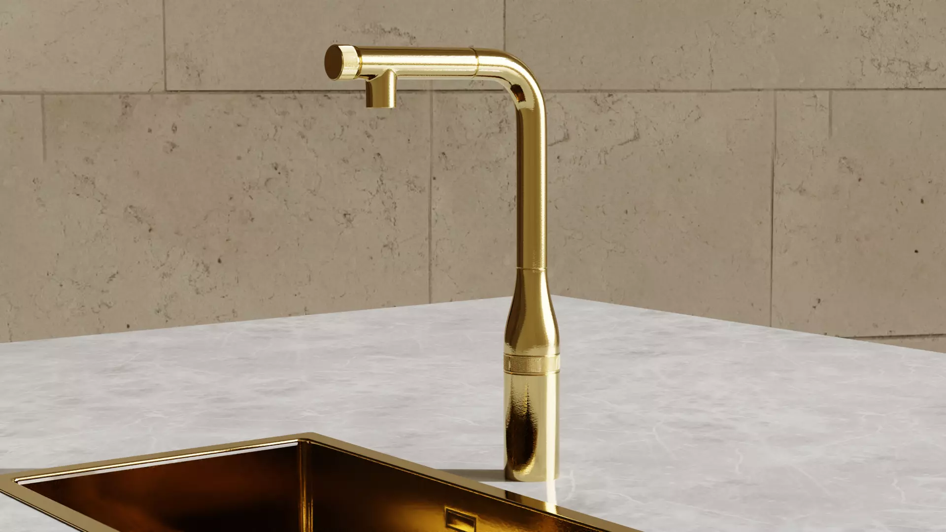 Grohe Tap Essence Smartcontrol complete golden 3D model_0