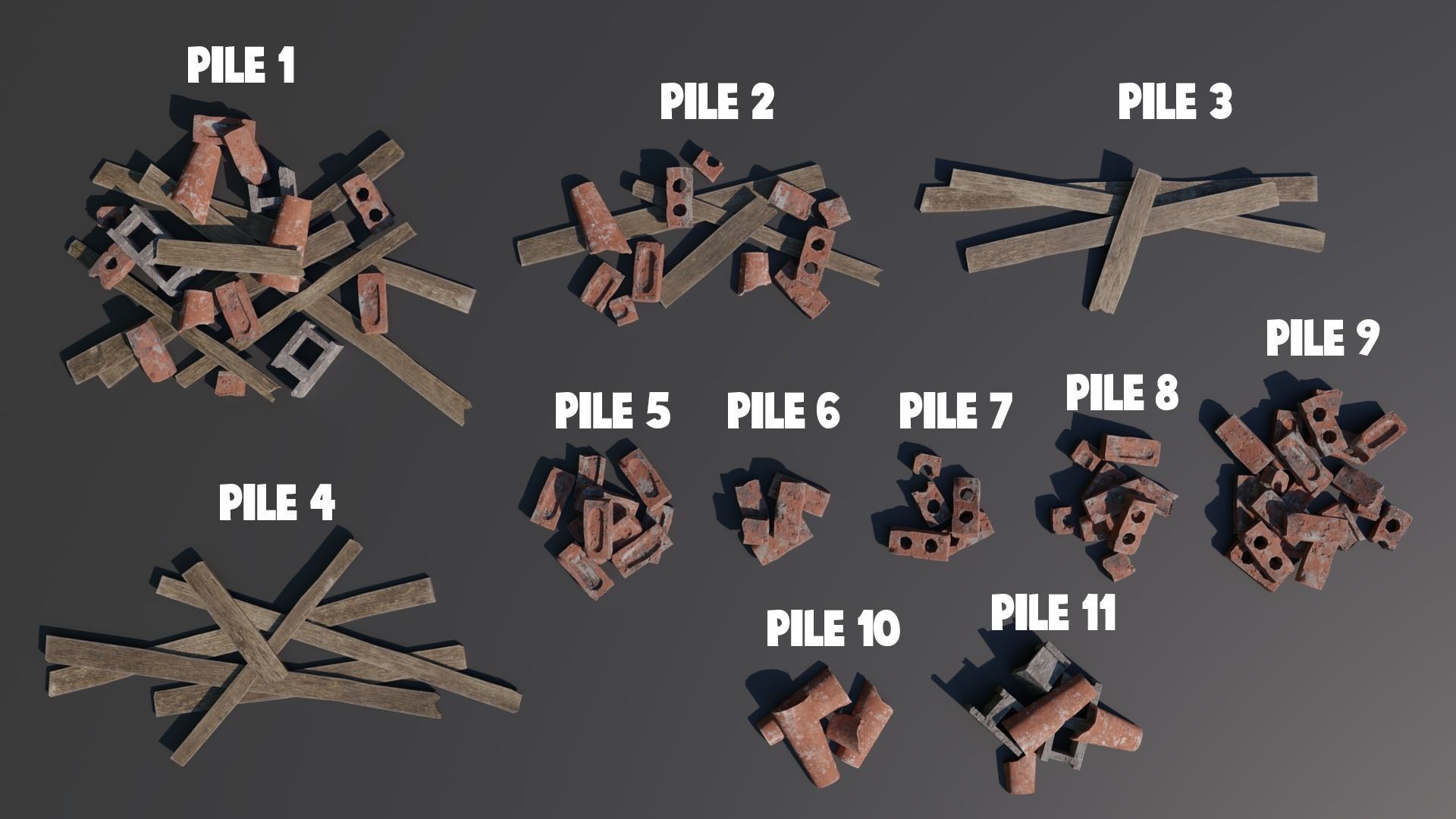 Debris piles Low-Poly 3d models Low-poly 3D model_16