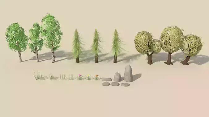 Stylized environment pack Low-poly 3D model